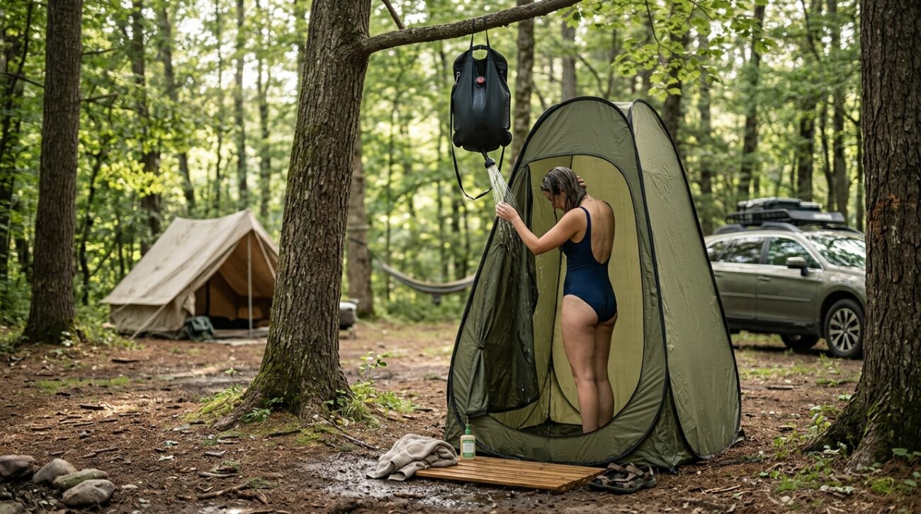 showering camping